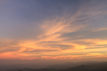 Fototapeta na wymiar Landscape blue sky on mountain in sunrise, Doimonjong Thailand