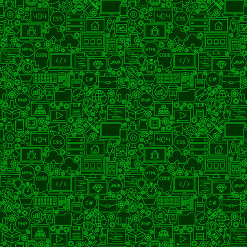 Green Line Coding Seamless Pattern