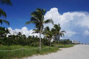 Plakat am Strand von Miami Beach