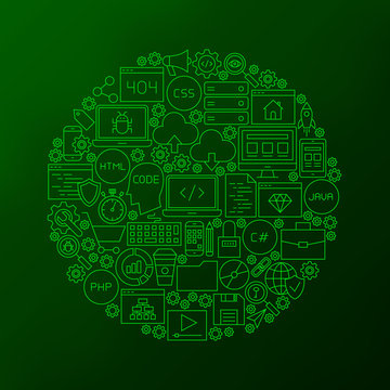 Line Coding Icons Circle