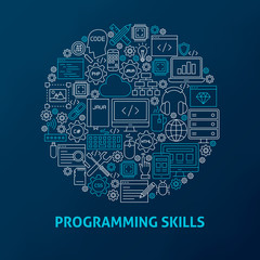 Line Programming Skills Icons Circle