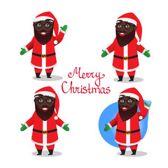 Set Santa Claus. Black african american man.