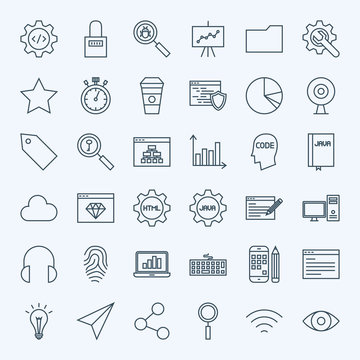 Line Web Development Icons