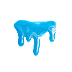 Blue paint flowed on white background