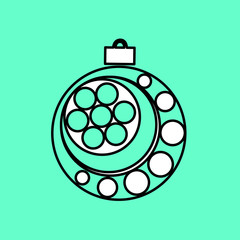 Simple icon with the image of a black contour Christmas ball on