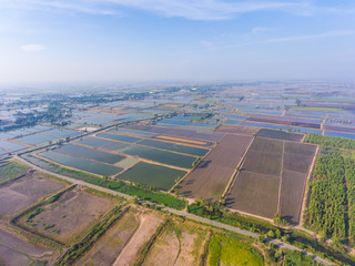 Obraz premium Aerial view of Rice farm with Water in preparing phase