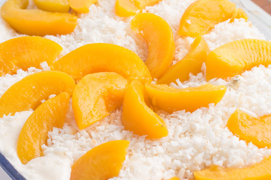 Peach with grated coconut