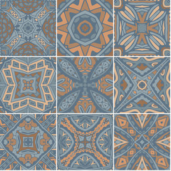 vector vintage tiles ornamental set 