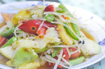 som tam , spicy salad dish or Thai food
