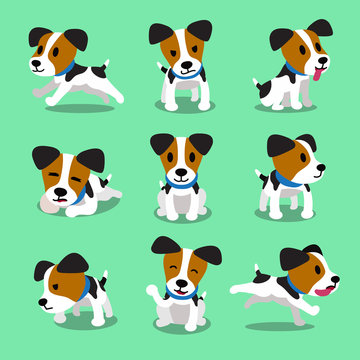 Cartoon character jack russell terrier dog set