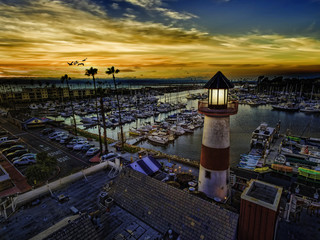 Oceanside Harbor just after sunset. Oceanside is 40 miles North of San Diego, California, USA