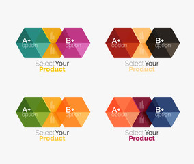 Set of business hexagon layouts with text and options