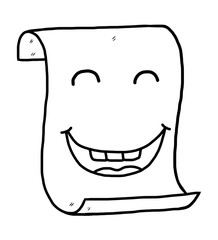 smile paper / cartoon vector and illustration, black and white, hand drawn, sketch style, isolated on white background.