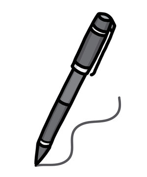 pen writing / cartoon vector and illustration, hand drawn style, grayscale, isolated on white background.