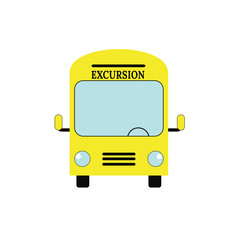 Front view of a big tour bus vector illustration.