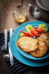 Crispy fried homemade potato pancakes.