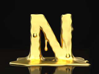 Liquid gold letter N