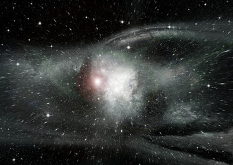 Stars, dust and gas nebula in a far galaxy