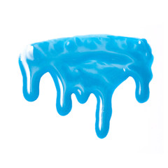 Blue paint flowed on white background