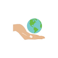 Hand holding planet Earth. Ideal for informational and instituti