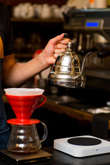 barista prepares alternative coffee