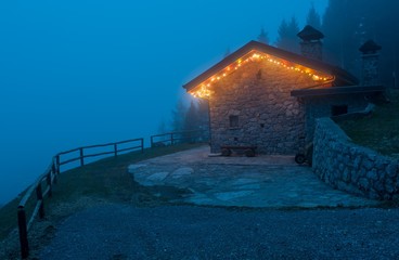 mountain retreat illuminated for new year