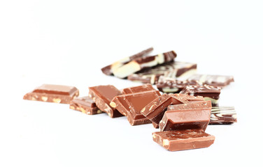 chocolate bars isolated on white background