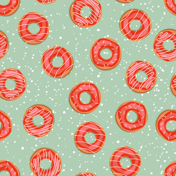 Seamless sweet donuts into the glaze. Pattern.