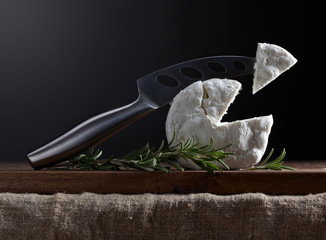 Fresh homemade goat cheese with rosemary