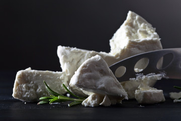 Fresh homemade goat cheese with rosemary