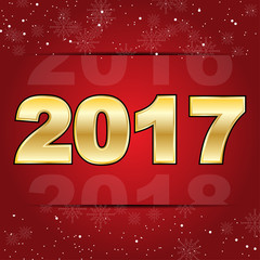 2017 happy new year on red christmas snowflakes background