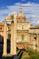 Fototapeta na wymiar Roman Forum, Rome's historic center, Italy.