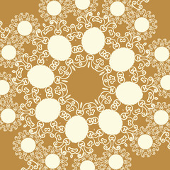 Print in oriental style of light brown sepia color tone