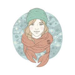Cancer zodiac sign Winter season illustration