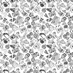 Seamless pop doodle vector pattern. Seamless hipster wallpaper background.