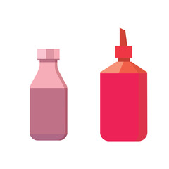 Cosmetic bottles vector color set. Beauty shampoo bottle and container with lotion for skin