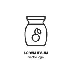 Line style logotype a jar of jam . Isolated on white background and easy to use. Clean and minimalist symbol. Modern easy to edit logo template.