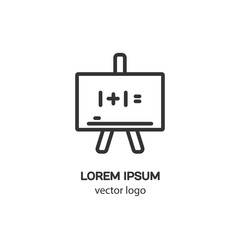 Line style logotype with school board. Isolated on white background and easy to use. Clean and minimalist symbol. Modern easy to edit logo template.