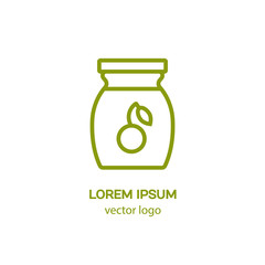 Line style logotype a jar of jam . Isolated on white background and easy to use. Clean and minimalist symbol. Modern easy to edit logo template.