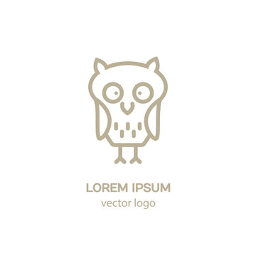 Line style logotype with an owl. Isolated on white background and easy to use. Clean and minimalist symbol. Modern easy to edit logo template.