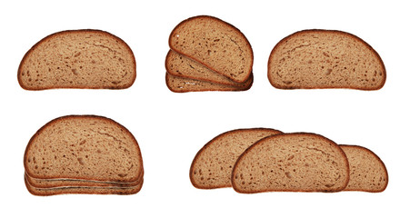 Bread set on isolated background