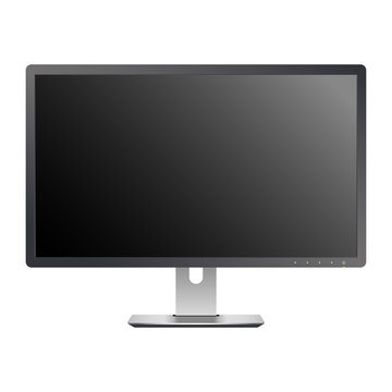 Computer screen, monitor, display isolated on white. PC, modern digital computer vector illustration
