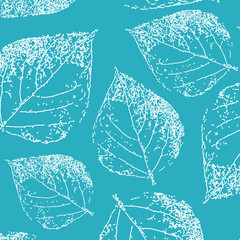 Birch leaves. Seamless pattern. Hand drawn. Graphic drawing. Vector illustration