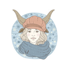 Taurus zodiac sign. Winter season illustration.