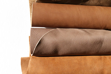 leather brown shades isolated on white background. roll