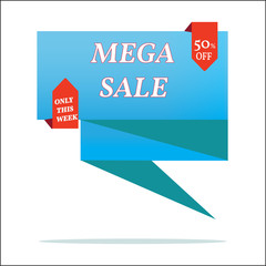 Sale abstract vector origami banner - special offer 50% off.