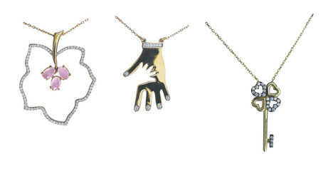 Necklace set on isolated background