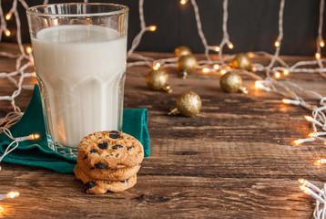 Christmas. Milk with Cookies. Horizontal.