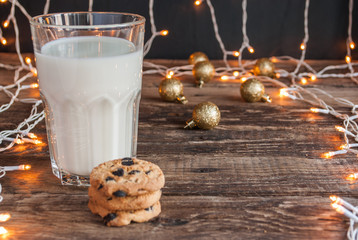 Christmas. Milk with Cookies. Horizontal.