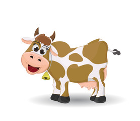 cartoon cow side view in brown spotted isolated on white background